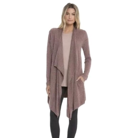 Barefoot Dreams Cozy Chic Lite Wrap Open Front Cardigan Sweater Size S/M Taupe - Picture 11 of 11
